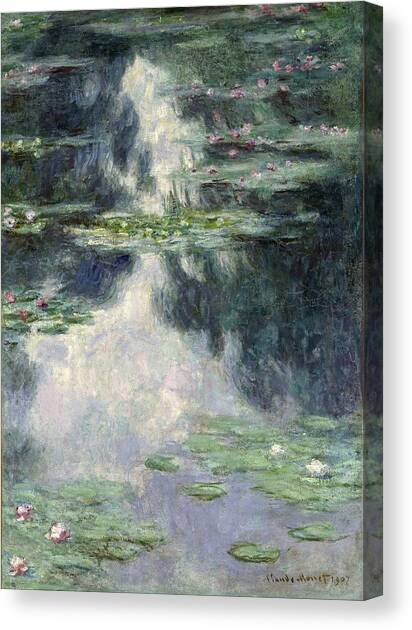 Pond With Water Lilies Canvas Art Print by Claude Monet