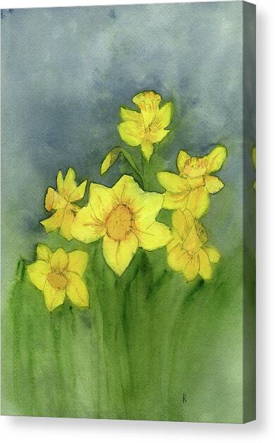 Daffodils in the Woods Canvas Art Print by Elizabeth Reich