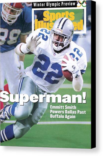 Dallas Cowboys Emmitt Smith, Super Bowl Xxviii Sports Illustrated Cover Canvas Art Print by Sports Illustrated