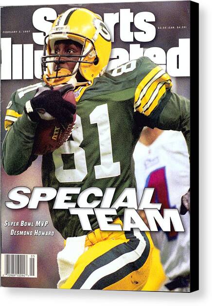 Green Bay Packers Desmond Howard, Super Bowl Xxxi Sports Illustrated Cover Canvas Art Print by Sports Illustrated