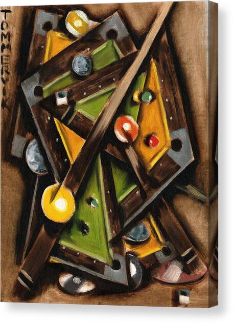 Abstract Cubism Billiard Pool Table Wall Art Print Canvas Art Print by Tommervik
