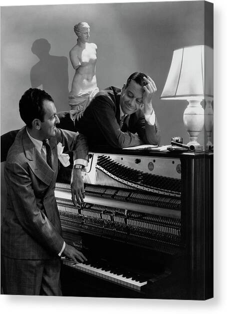 Cole Porter And Moss Hart At A Piano Canvas Art Print by Lusha Nelson