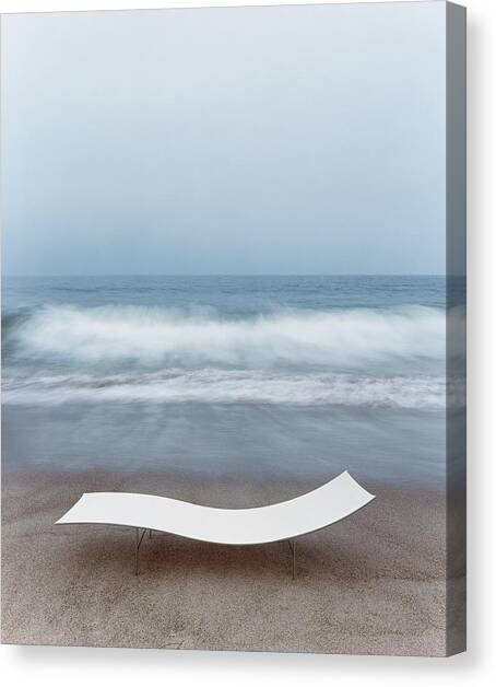 Flexy Batyline Mesh Curve Chaise On Malibu Beach Canvas Art Print by Simon Watson
