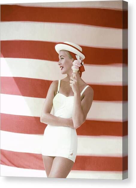 Ice Cream And Stripes Canvas Art Print by Leombruno-Bodi