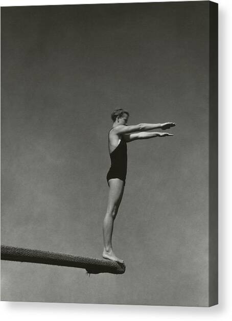 Katherine Rawls Getting Ready To Dive Canvas Art Print by Edward Steichen
