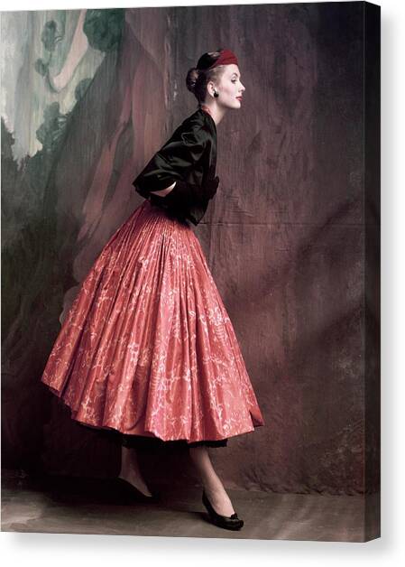 Suzy Parker In A Givenchy Skirt Canvas Art Print by John Rawlings