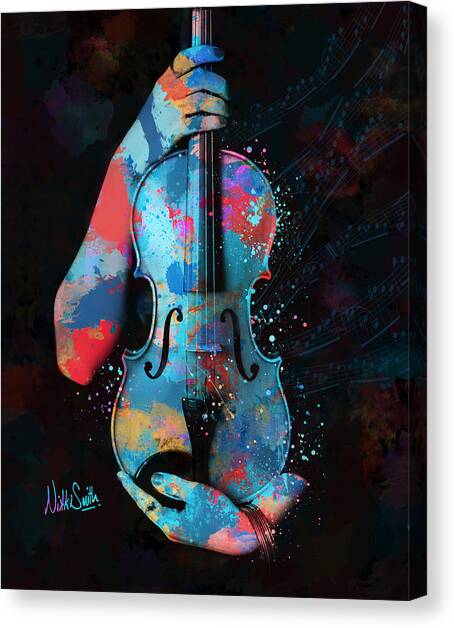My Violin Whispers Music in the Night Canvas Art Print by Nikki Marie Smith