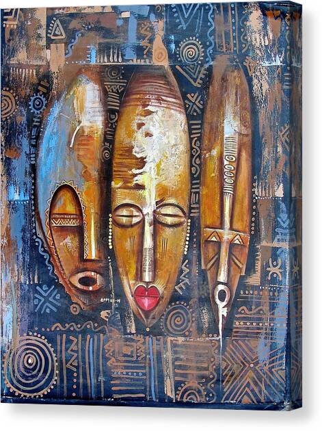 Three Masks Canvas Art Print by Appiah Ntiaw