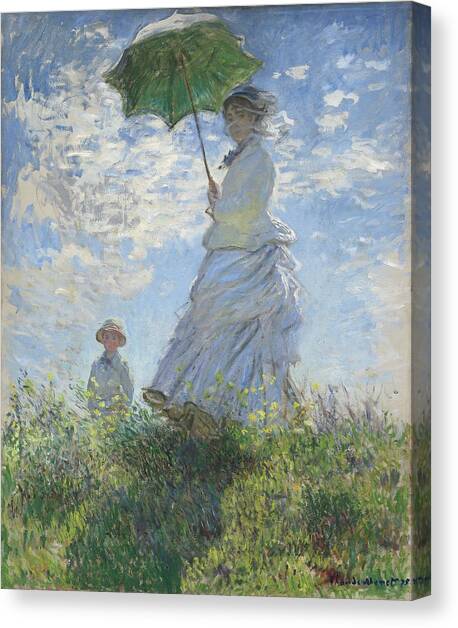 Woman With A Parasol  Madame Monet And Her Son Canvas Art Print by Claude Monet