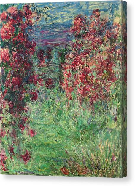 La Maison Dans Les Roses Canvas Art Print by Claude Monet