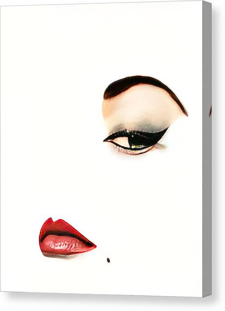Jean Patchett's Eye and Lips Canvas Art Print by Erwin Blumenfeld