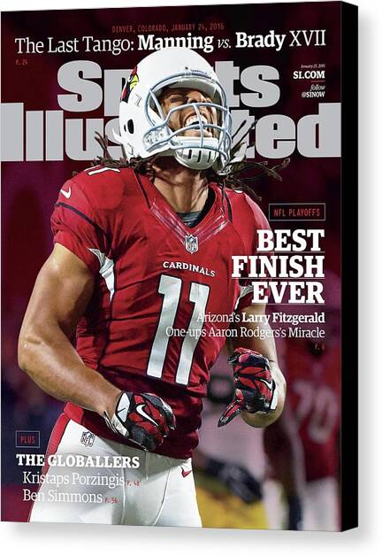 Best Finish Ever Arizonas Larry Fitzgerald One-ups Aaron Sports Illustrated Cover Canvas Art Print by Sports Illustrated