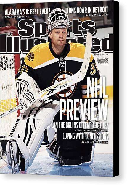Boston Bruins Goalie Tim Thomas, 2011-12 Nhl Hockey Season Sports Illustrated Cover Canvas Art Print by Sports Illustrated