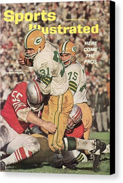 Green Bay Packers Jim Taylor And Forrest Gregg Sports Illustrated Cover Canvas Art Print by Sports Illustrated