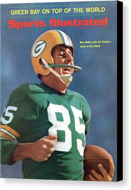 Green Bay Packers Max Mcgee, Super Bowl I Sports Illustrated Cover Canvas Art Print by Sports Illustrated