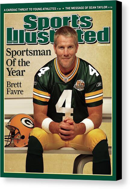 Green Bay Packers Qb Brett Favre, 2007 Sportsman Of The Year Sports Illustrated Cover Canvas Art Print by Sports Illustrated
