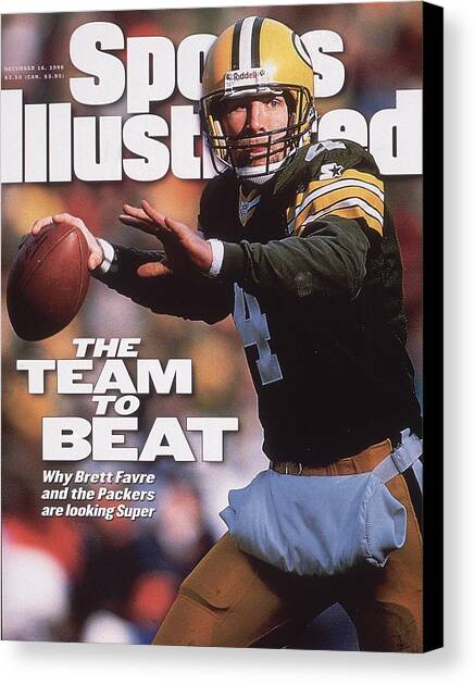 Green Bay Packers Qb Brett Favre... Sports Illustrated Cover Canvas Art Print by Sports Illustrated