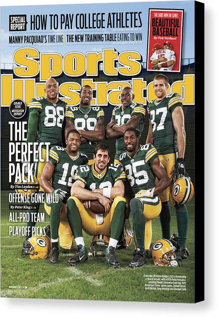 Green Bay Packers The Perfect Pack Sports Illustrated Cover Canvas Art Print by Sports Illustrated