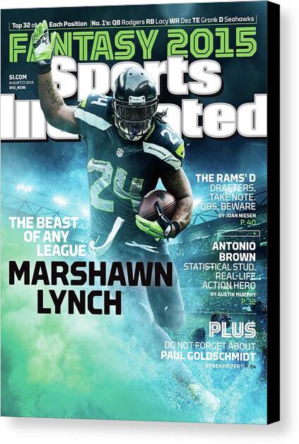 Marshawn Lynch 2015 Nfl Fantasy Football Preview Issue Sports Illustrated Cover Canvas Art Print by Sports Illustrated