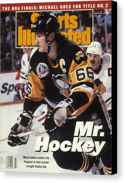 Pittsburgh Penguins Mario Lemieux, 1992 Nhl Stanley Cup Sports Illustrated Cover Canvas Art Print by Sports Illustrated