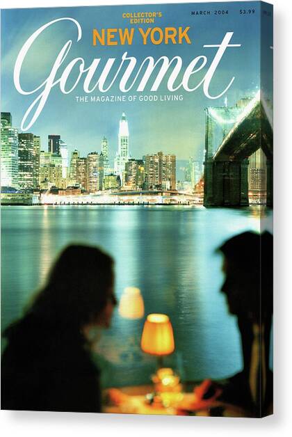 A Table At The River Cafe In Brooklyn Canvas Art Print by Andrea Fazzari