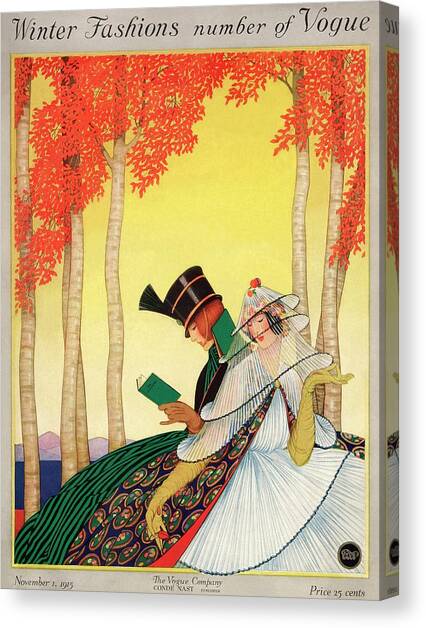 A Vogue Cover Of Women Sitting In A Forest Canvas Art Print by George Wolfe Plank