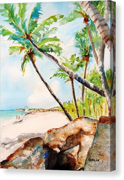 Bavaro Tropical Sandy Beach Canvas Art Print by Carlin Blahnik CarlinArtWatercolor