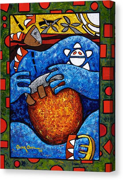 Conga on Fire Canvas Art Print by Oscar Ortiz