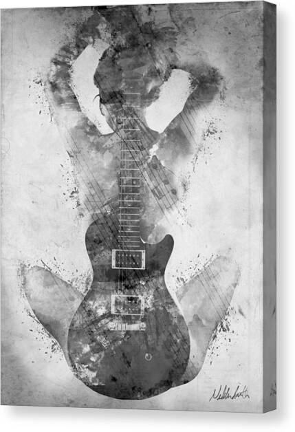 Guitar Siren in Black and White Canvas Art Print by Nikki Smith