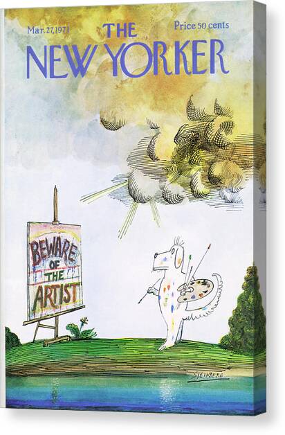 New Yorker March 27th, 1971 Canvas Art Print by Saul Steinberg