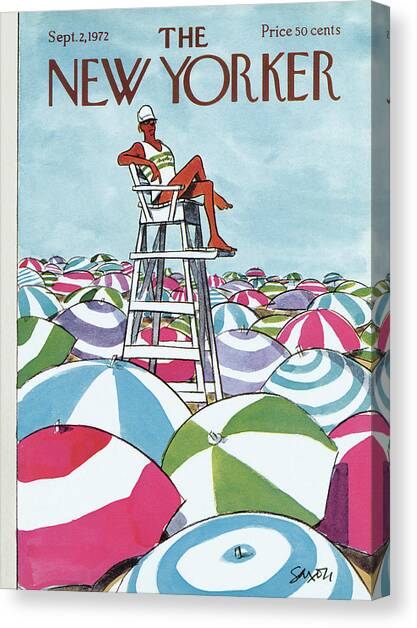 Sea Of Umbrellas Canvas Art Print by Charles Saxon