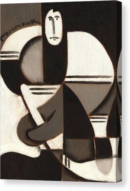 Tommervik Abstract Cubism Hockey Player Art Print Canvas Art Print by Tommervik