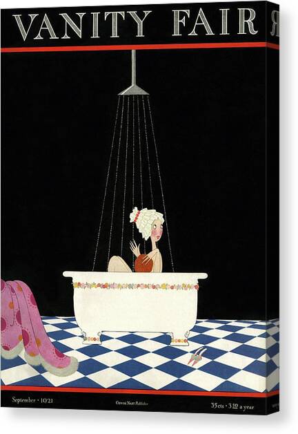 Vanity Fair Cover Featuring A Woman In A Bathtub Canvas Art Print by A. H. Fish