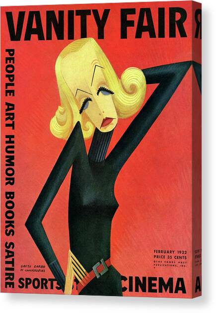 Vanity Fair Cover Featuring Greta Garbo Canvas Art Print by Miguel Covarrubias