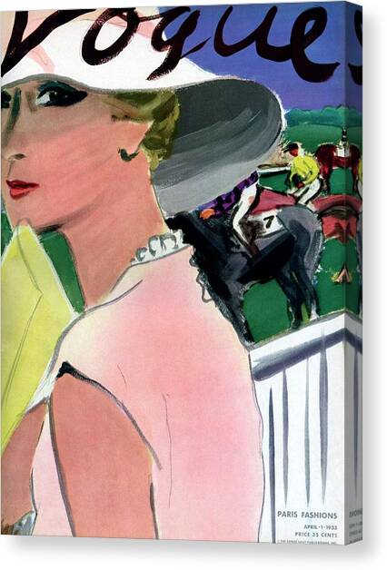 Vogue Cover Illustration Of A Woman Canvas Art Print by Carl Oscar August Erickson