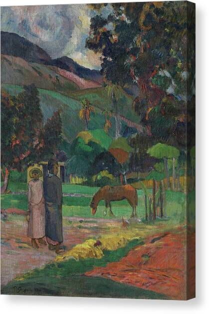 Tahitian Landscape Canvas Art Print by Paul Gauguin