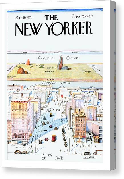 New Yorker March 29, 1976 Canvas Art Print by Saul Steinberg