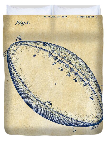 Vintage Football Patent Illustration 1939 Duvet Cover