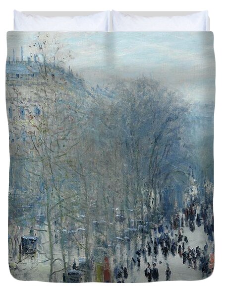 Claude Monet Boulevard Scene Duvet Cover