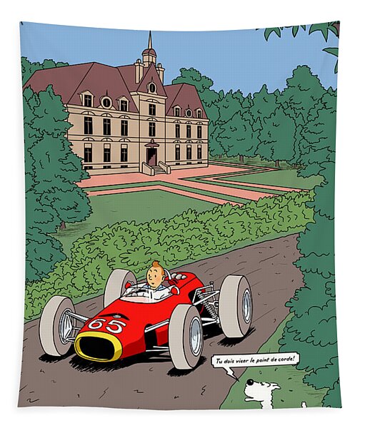 Tintin Racing at Moulinsart Tapestry