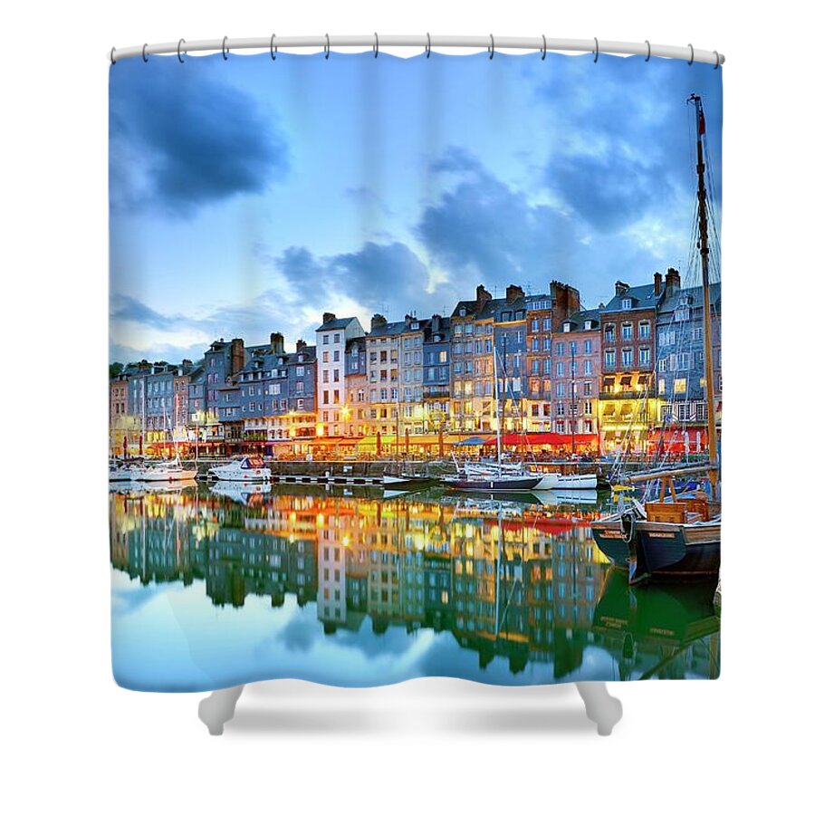 Honfleur Harbor In Normandy France Shower Curtain