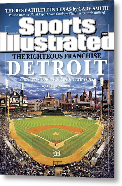 Comerica Park in Detroit's Skyline Metal Print