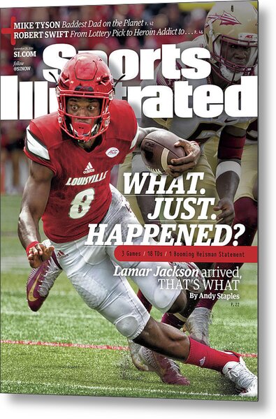 Lamar Jackson's Dynamic Football Play Metal Print