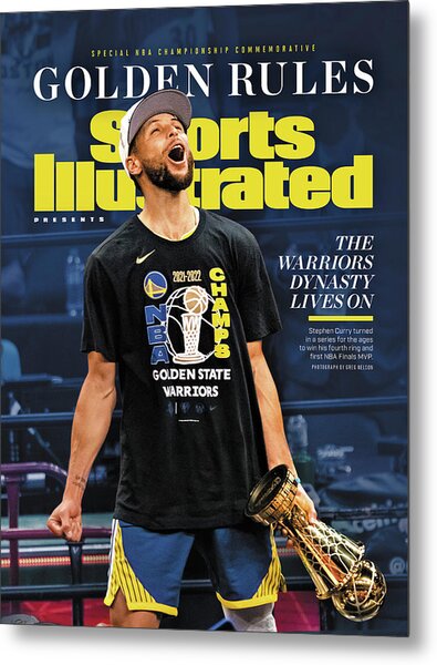 Stephen Curry Celebrates NBA Championship Metal Print