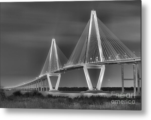 Elegant Nighttime Bridge Scene Metal Print
