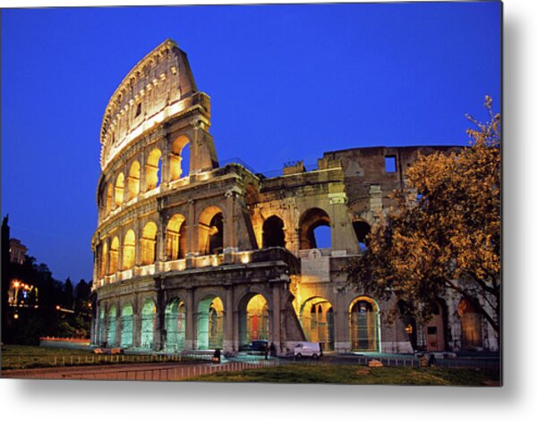 Colosseum Illuminated at Night Metal Print