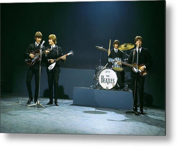 The Beatles Performing On Stage Metal Print