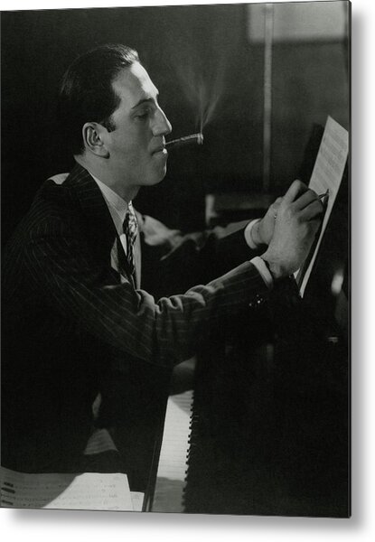 Composer Smoking at Piano Metal Print