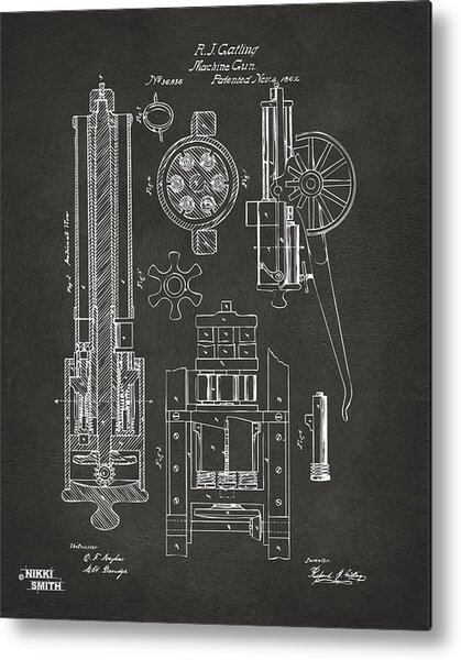 Gatling Gun Blueprints Metal Print