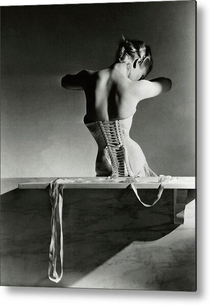 Elegant Corset Back View Metal Print